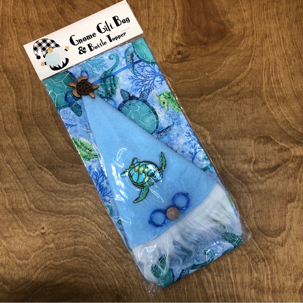 Gnome Gift Bag Bottle Topper Sea Turtle Wine Seahorse Coral Water Ocean Life